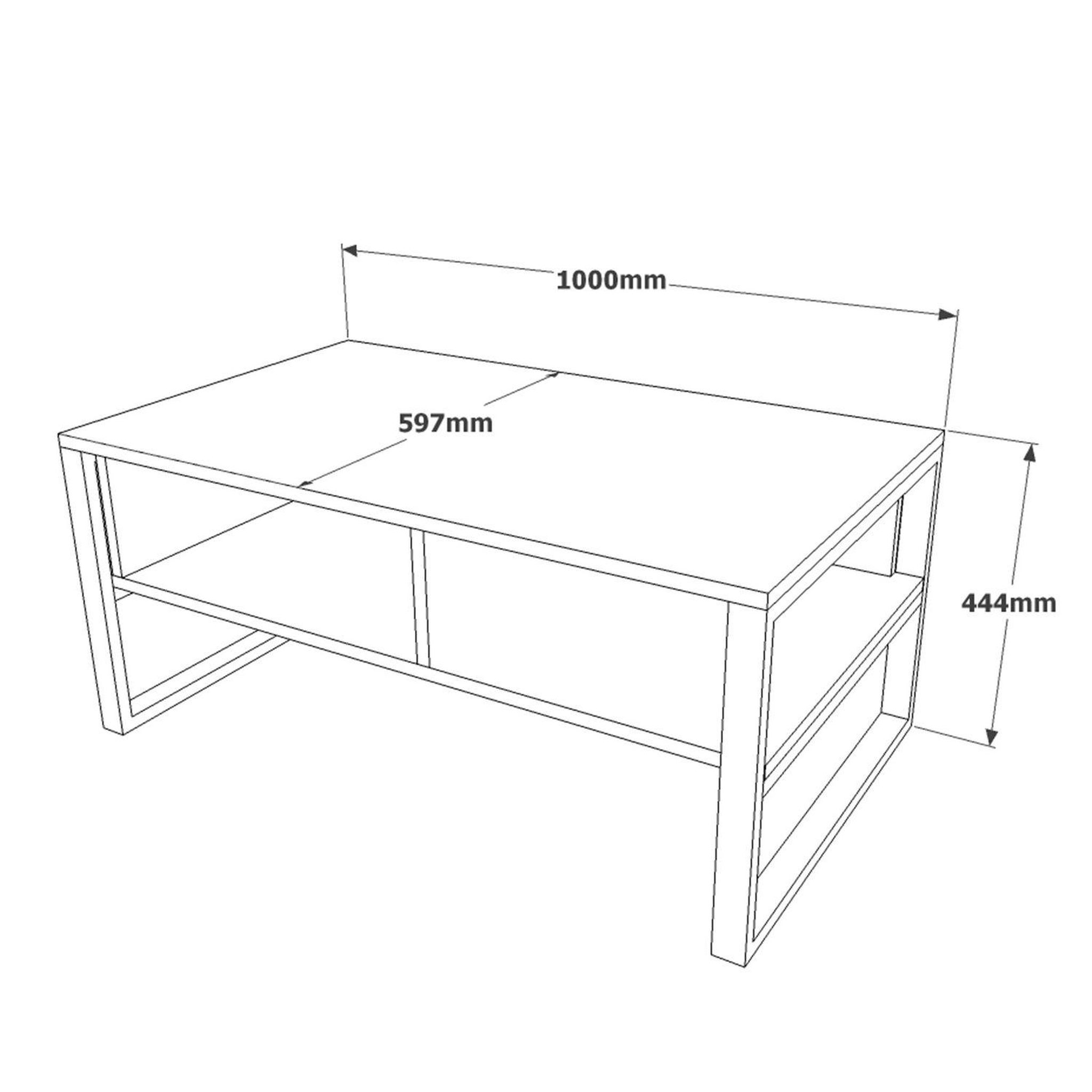 Voir la diapositive 3 : TOILINUX Table basse avec rangements en panneaux de particules et métal - noir