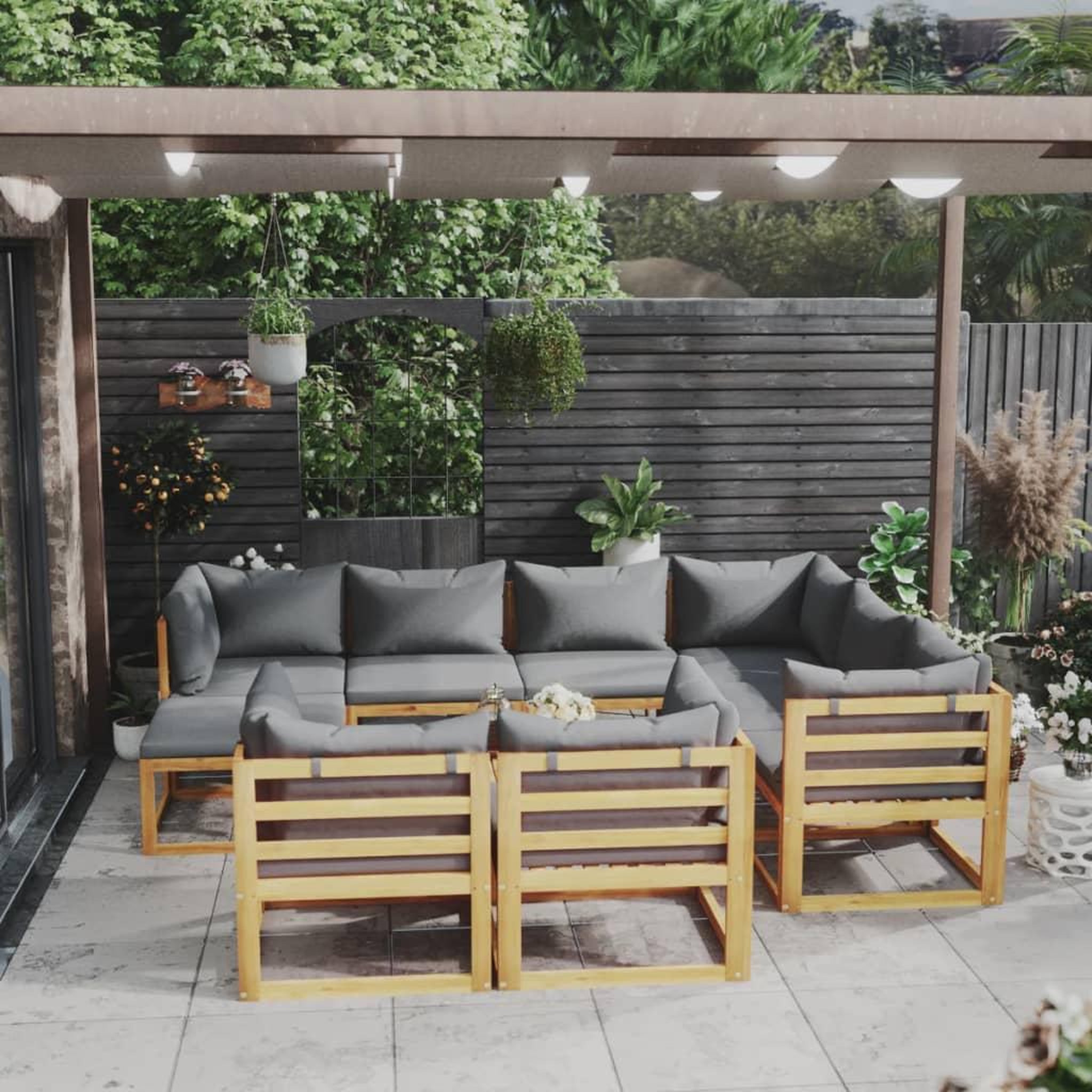 Voir la diapositive 1 : VIDAXL Salon de jardin 10 pcs avec coussin Bois d'acacia solide