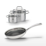 ELO Lot Poêle 28 cm & 2 Faitouts 20/14 cm Elo Relief Evolution