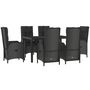 Voir la diapositive 3 : VIDAXL Ensemble a manger de jardin coussins 7pcs Noir Resine tressee