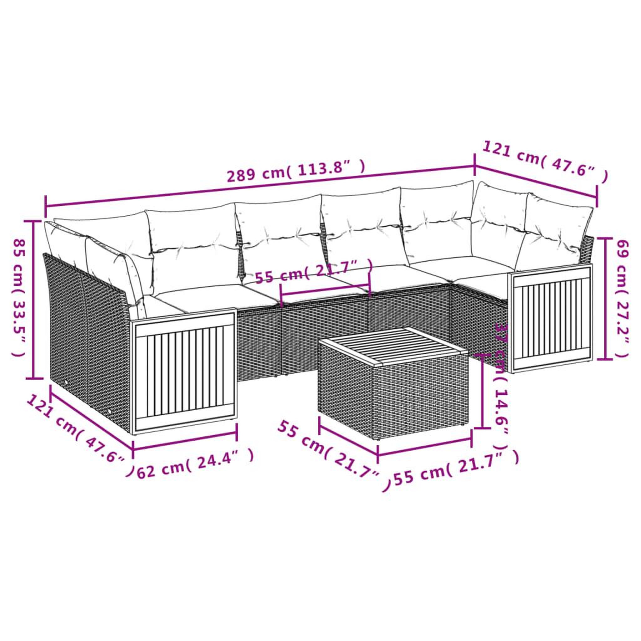 Voir la diapositive 4 : VIDAXL Salon de jardin 8 pcs avec coussins noir resine tressee
