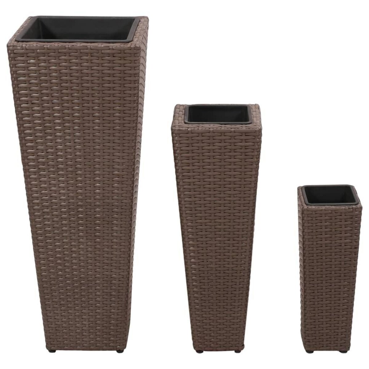 VIDAXL Lits sureleves de jardin 3 pcs Resine tressee Marron
