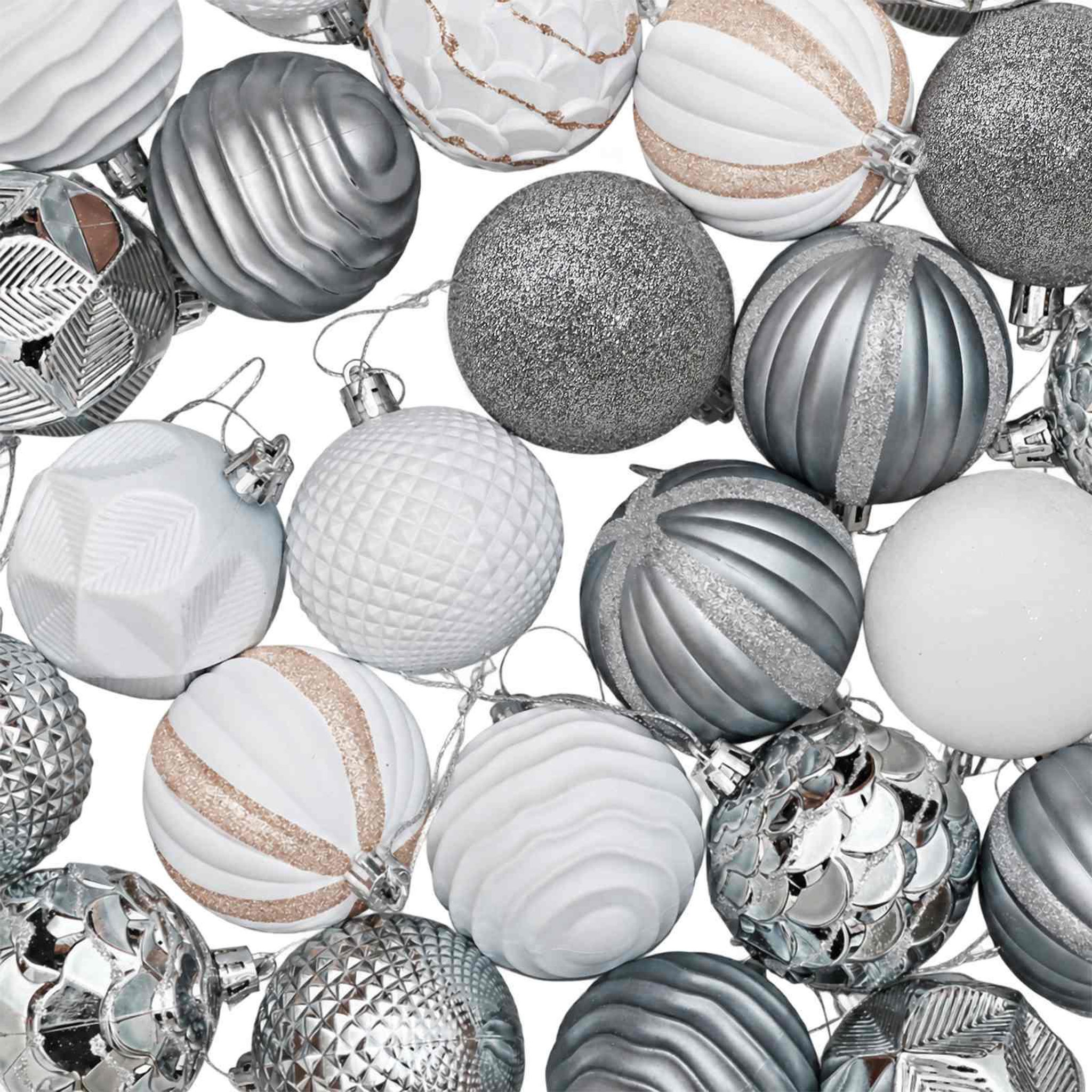 Voir la diapositive 6 : VIDAXL Ensemble de boules de Noël 36 pc Blanc et Gris Diam. 6 cm