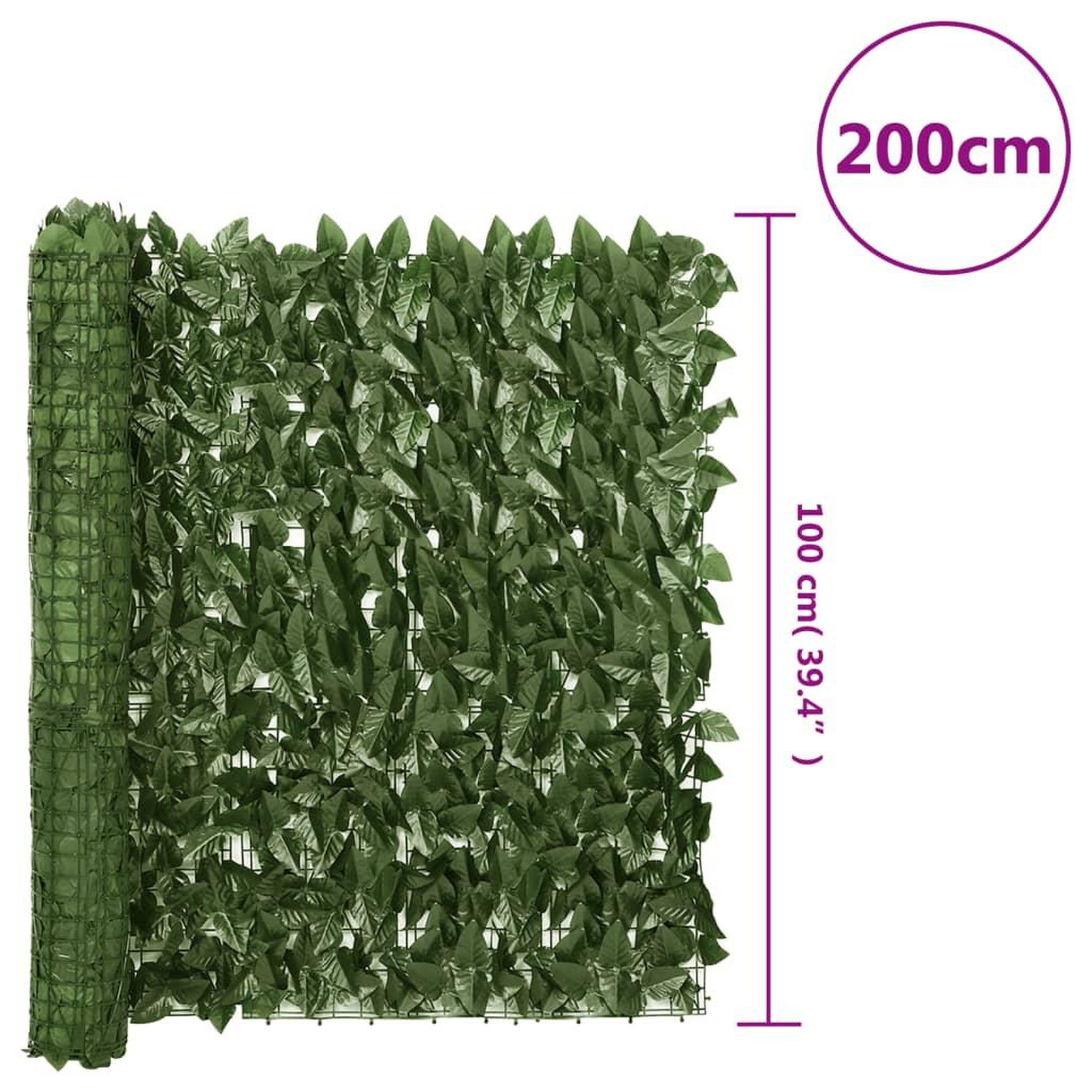 Voir la diapositive 6 : VIDAXL Ecran de balcon avec feuilles vert fonce 200x100 cm
