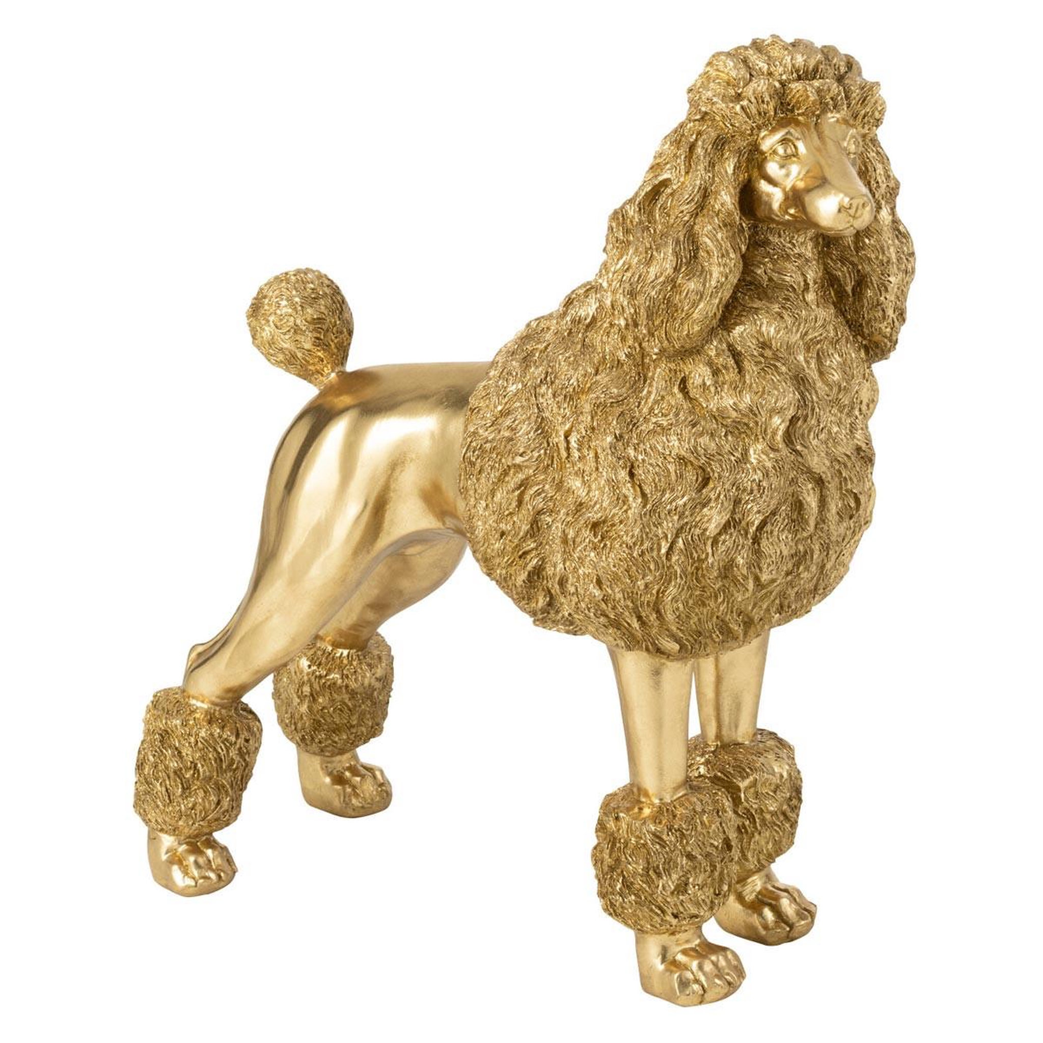 J-LINE Statue caniche debout  trina  66cm doré