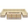 Voir la diapositive 3 : VIDAXL Salon de jardin 14 pcs avec coussins Marron miel Bois de pin