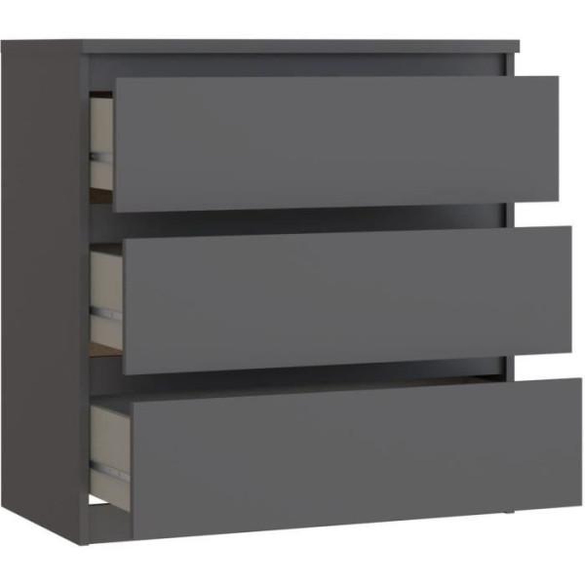 Voir la diapositive 5 : Commode - CHELSEA - 3 tiroirs - Anthracite - 77,2 x 42,2 x 79,9 cm