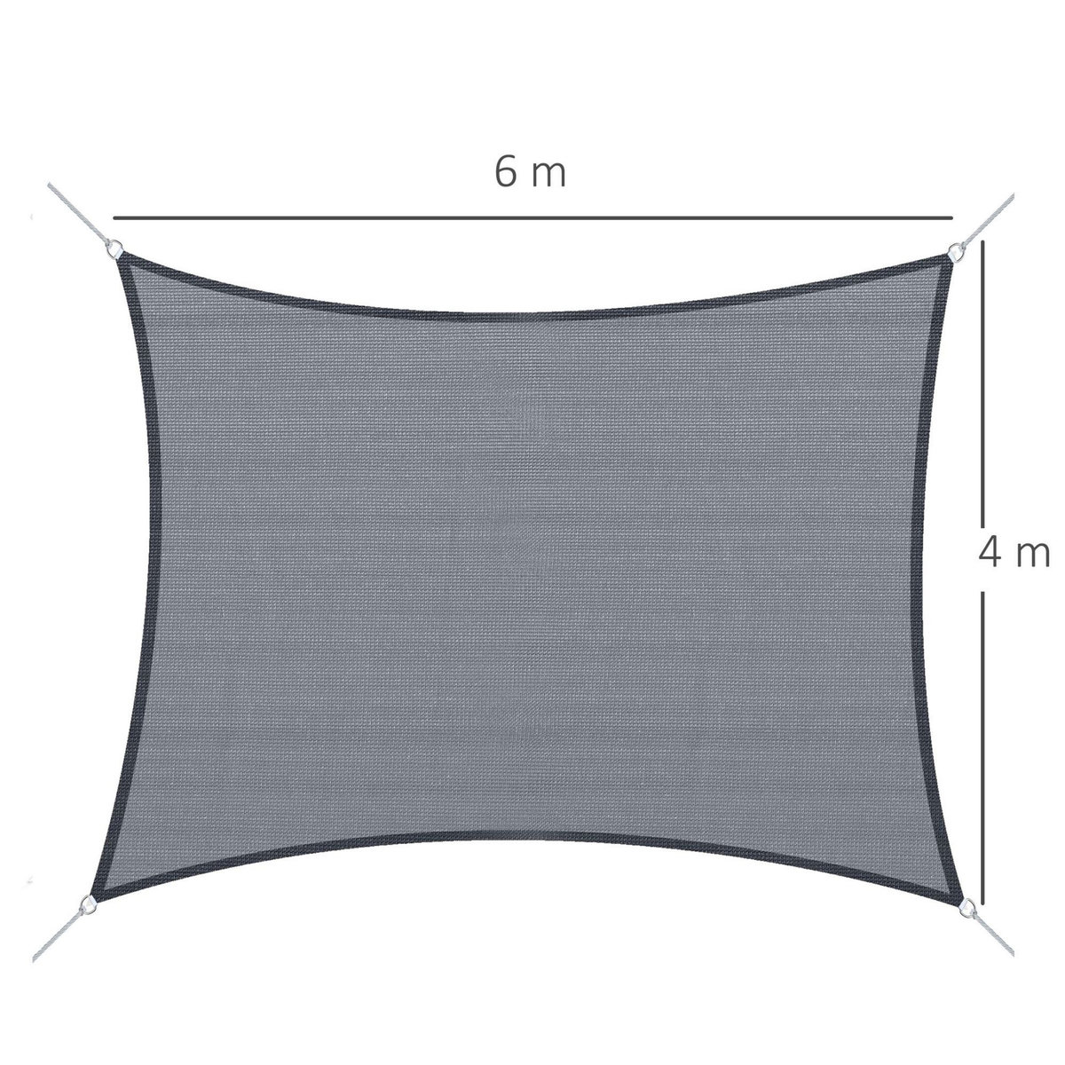 OUTSUNNY Voile d'ombrage rectangulaire 6L x 4l m HDPE gris
