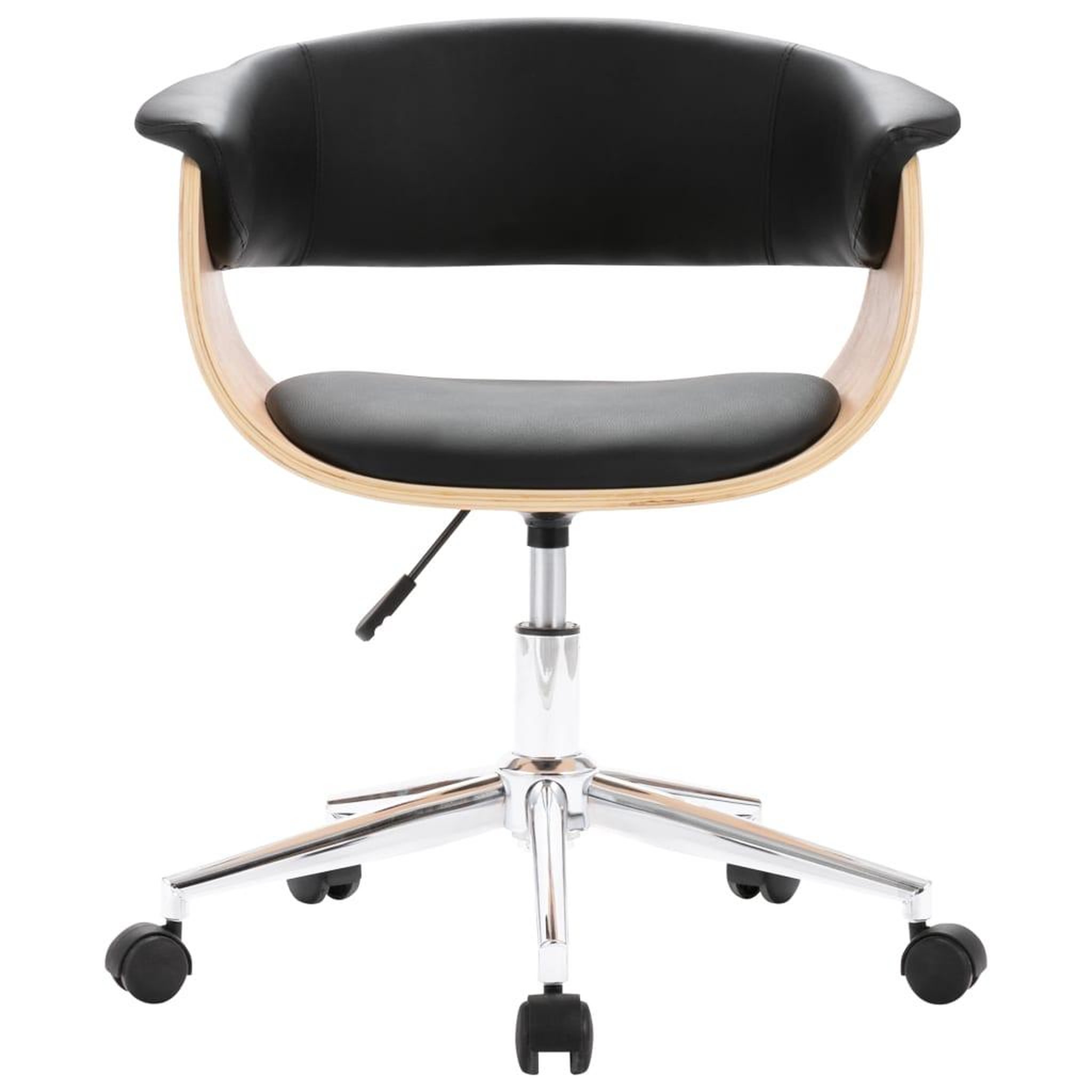 Voir la diapositive 3 : VIDAXL Chaise pivotante de bureau Noir Bois courbe et similicuir