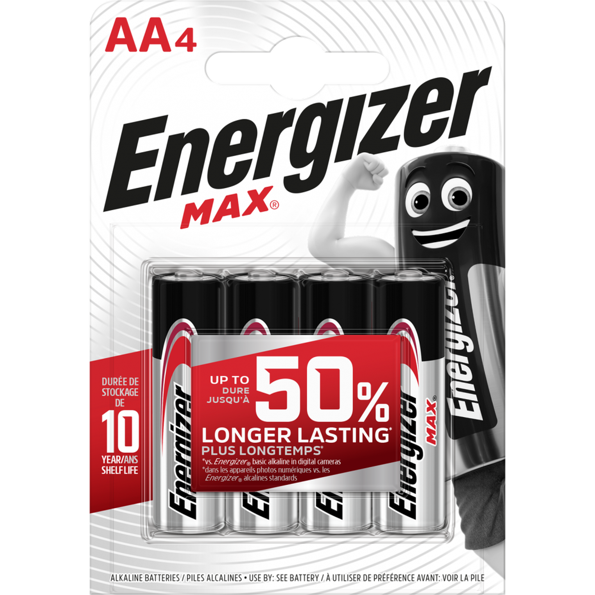 Energizer Lot de 4 piles alcaline aa Max, 1.5 V, ENERGIZER