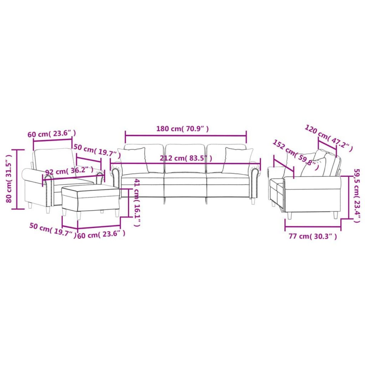 VIDAXL Ensemble de canapes 4 pcs avec coussins noir velours