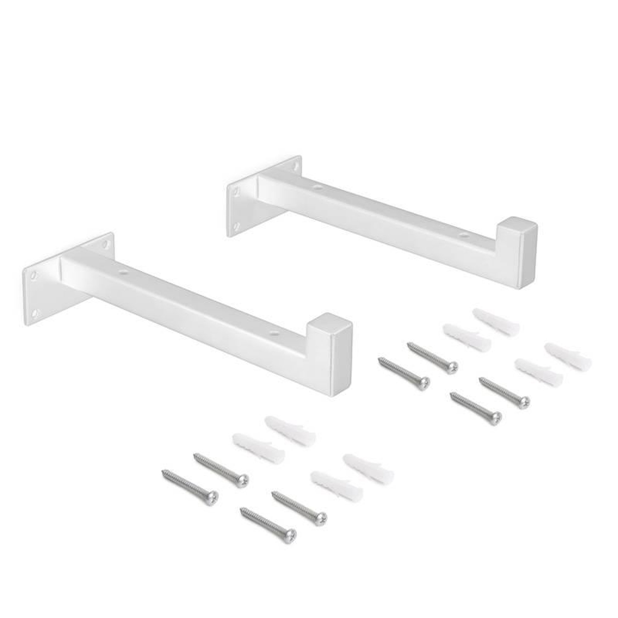 EMUCA SRL Jeu de supports pour étagères en bois Shelf droit avec tube carré - Acier - Peint Blanc