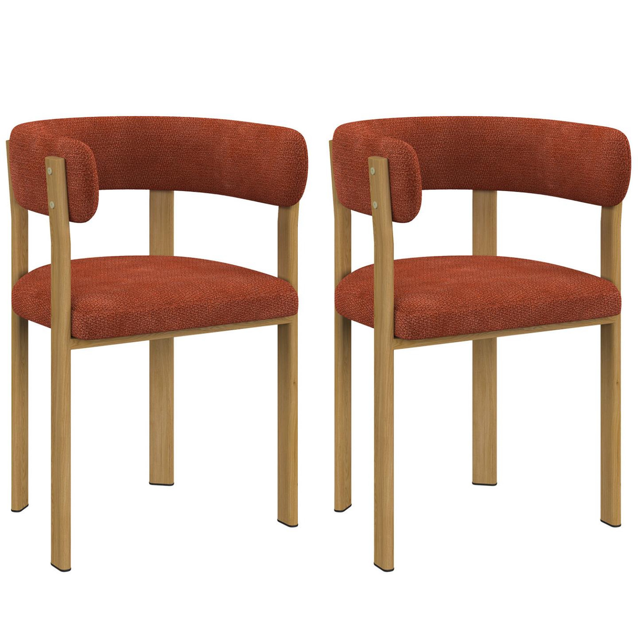 ID MARKET Lot de 2 chaises, fauteuils de table NELLA en tissu chenille terracotta pour salle à manger