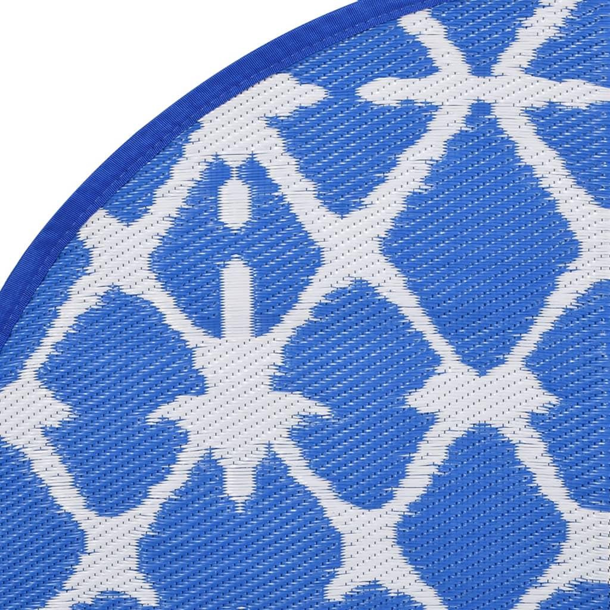 Voir la diapositive 4 : VIDAXL Tapis d'exterieur ARAKIL bleu et blanc Ø160 cm PP