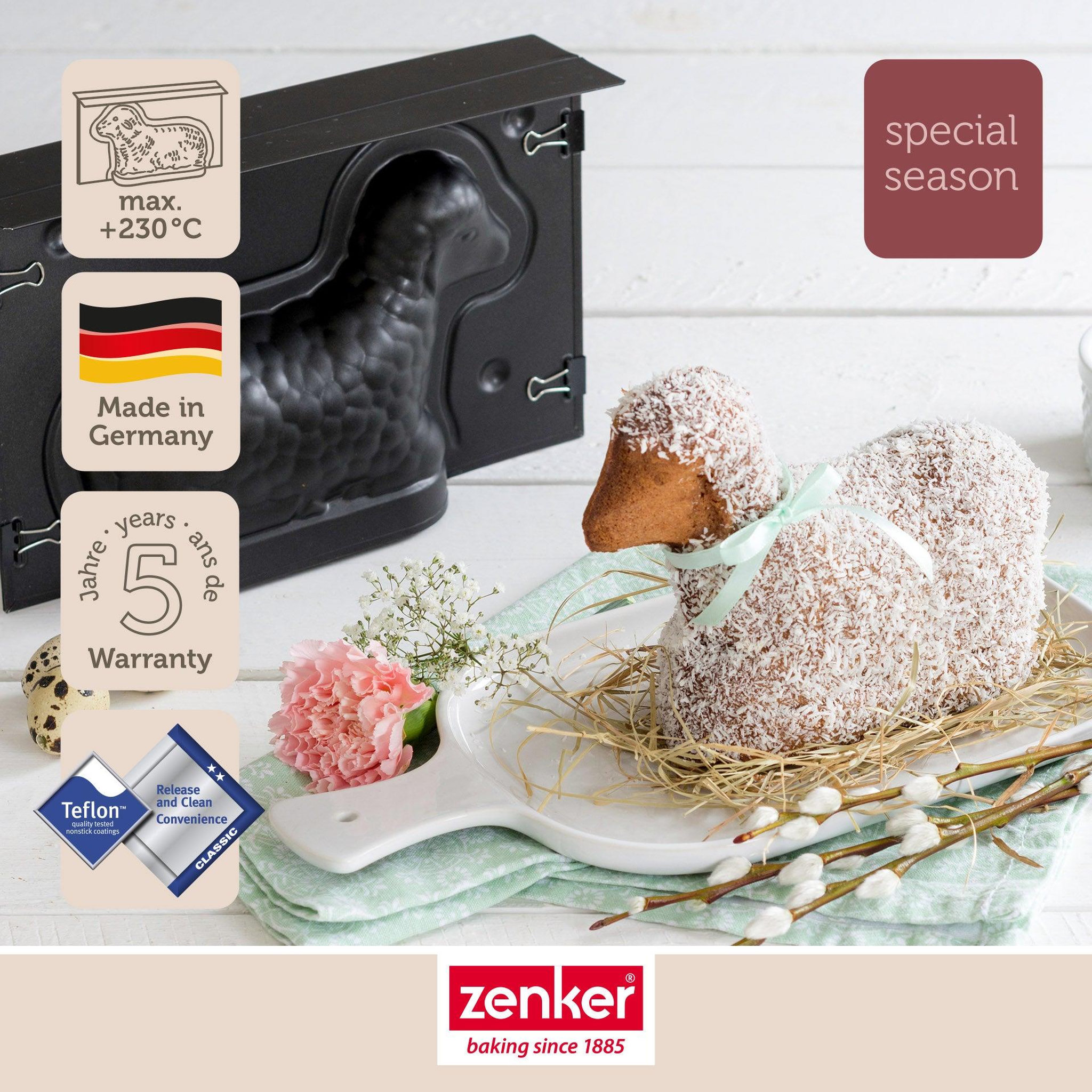 Voir la diapositive 2 : ZENKER Moule agneau pascal 3d 700 ml pour pâques zenker special season