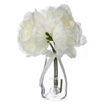 ATMOSPHERA Composition Florale & Vase  3 Pivoines  Verre 25cm Transparent