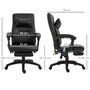 Voir la diapositive 3 : HOMCOM HOMCOM Fauteuil de bureau manager massant hauteur réglable dossier inclinable repose-pied + appui-tête 68 x 79 x 104-112 cm noir