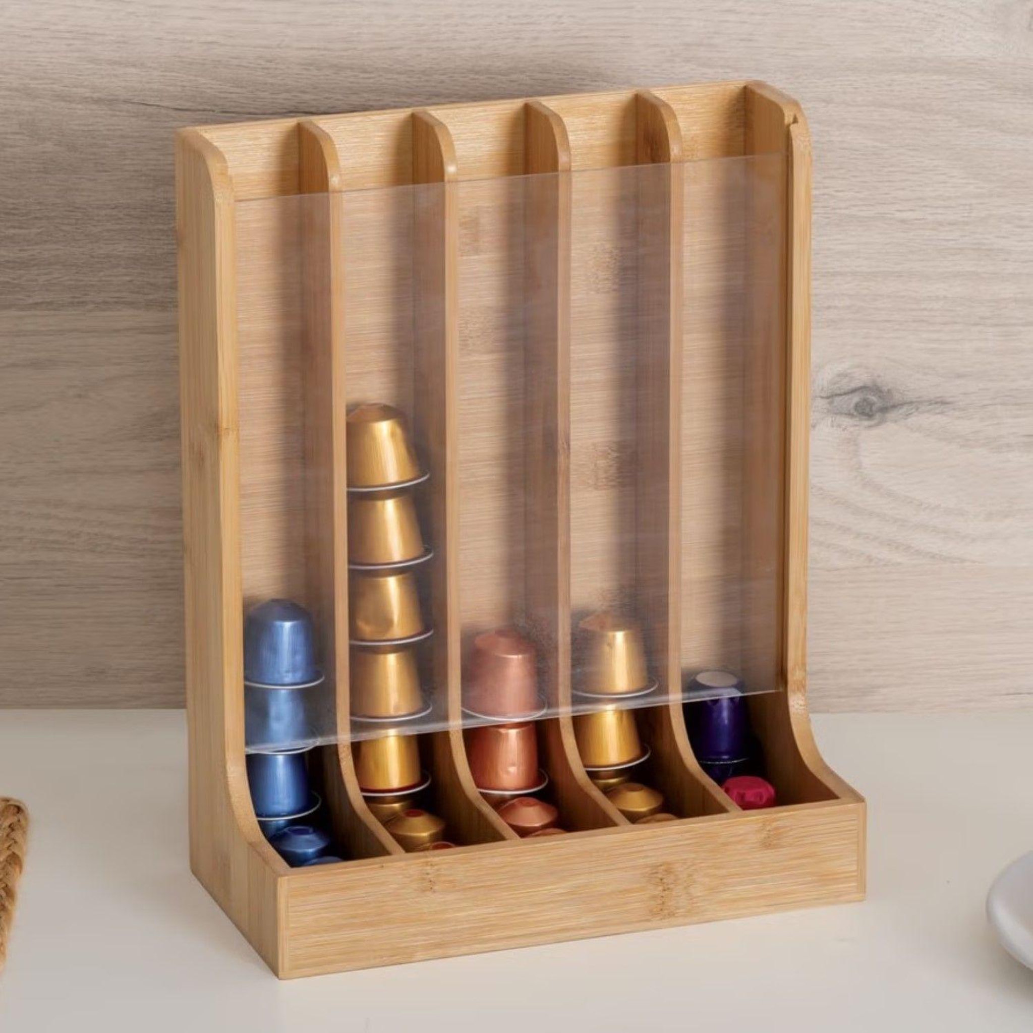 Voir la diapositive 2 : FIVE Porte-capsules en plastique et bambou - beige