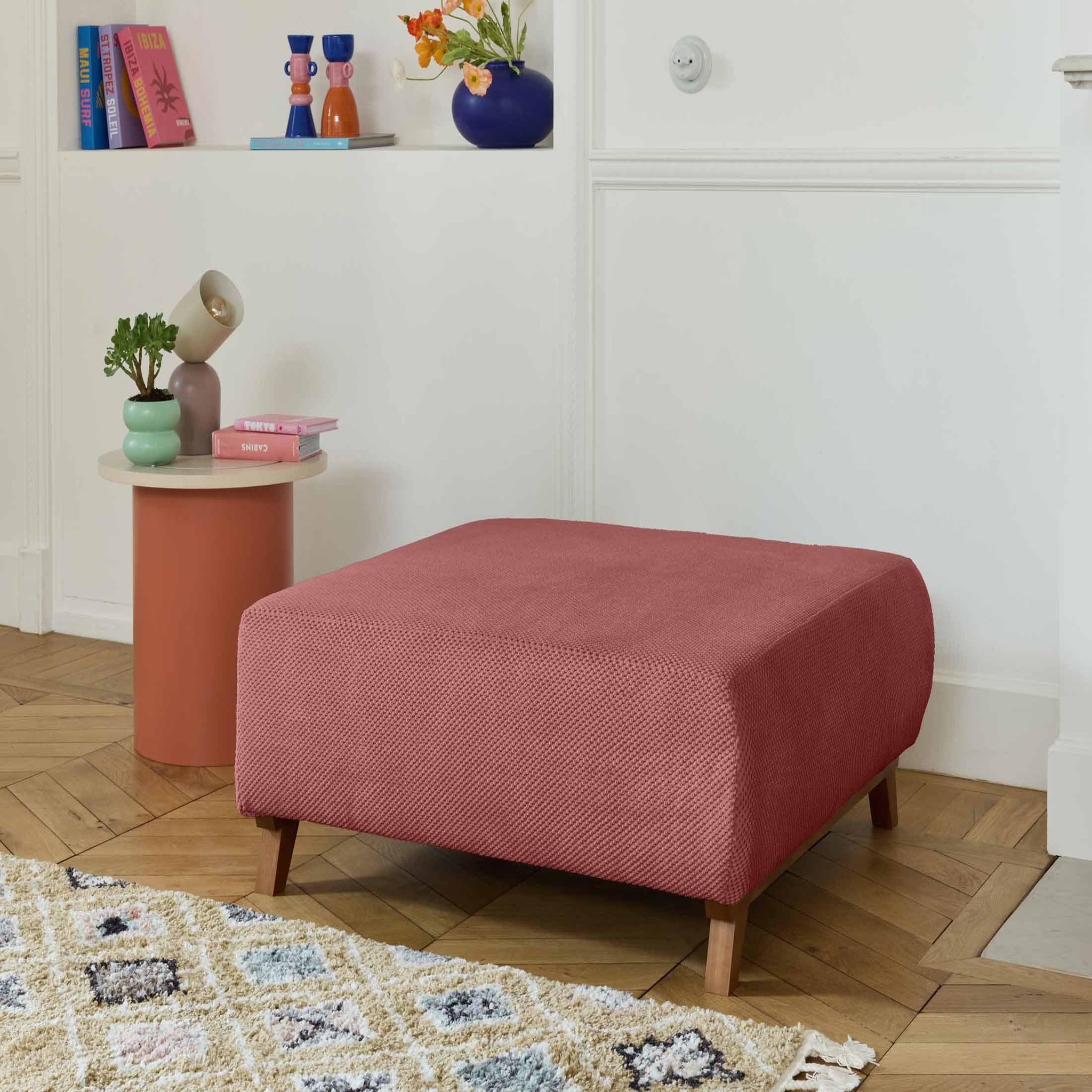 Voir la diapositive 5 : BEST MOBILIER Cristal - pouf modulable - 95 cm - en velours texturé