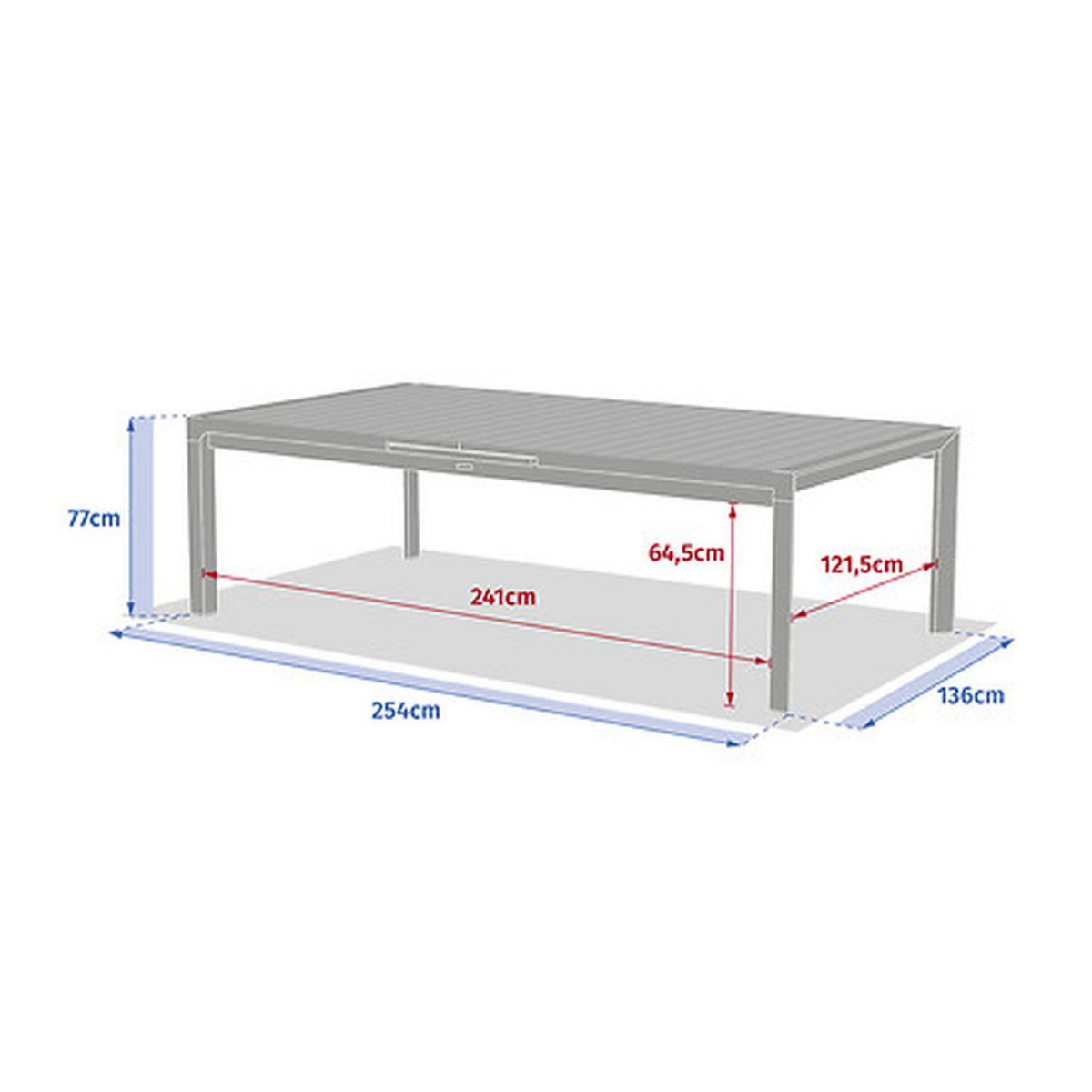 HESPERIDE Table de jardin extensible en aluminium effet bois 14 places EVASION