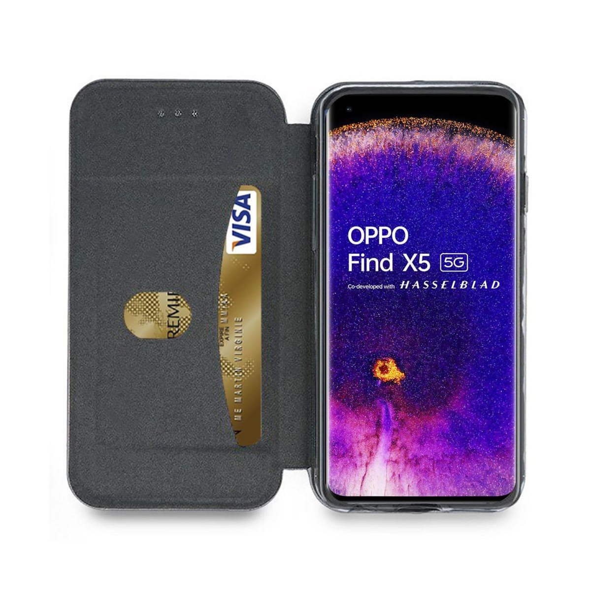 IBROZ Etui Oppo Find X5 Etui Cuir Noir