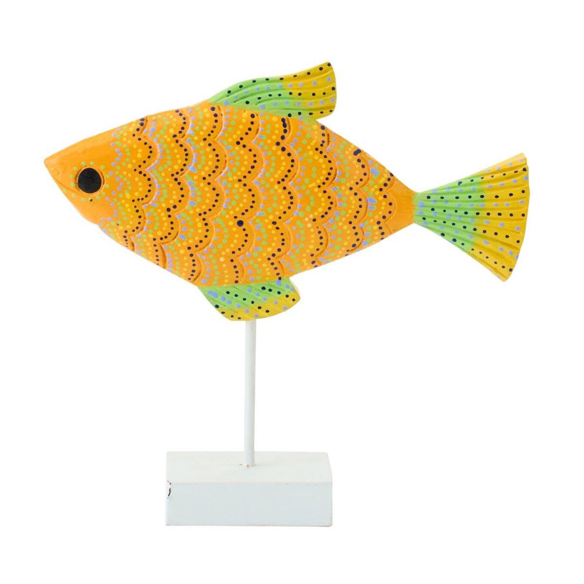 J-LINE Statuette déco poisson en bois  omi  33cm multicolore