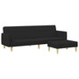 Voir la diapositive 2 : VIDAXL Canape-lit a 2 places avec repose-pied noir tissu