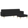 Voir la diapositive 2 : VIDAXL Canape-lit a 2 places avec repose-pied noir tissu