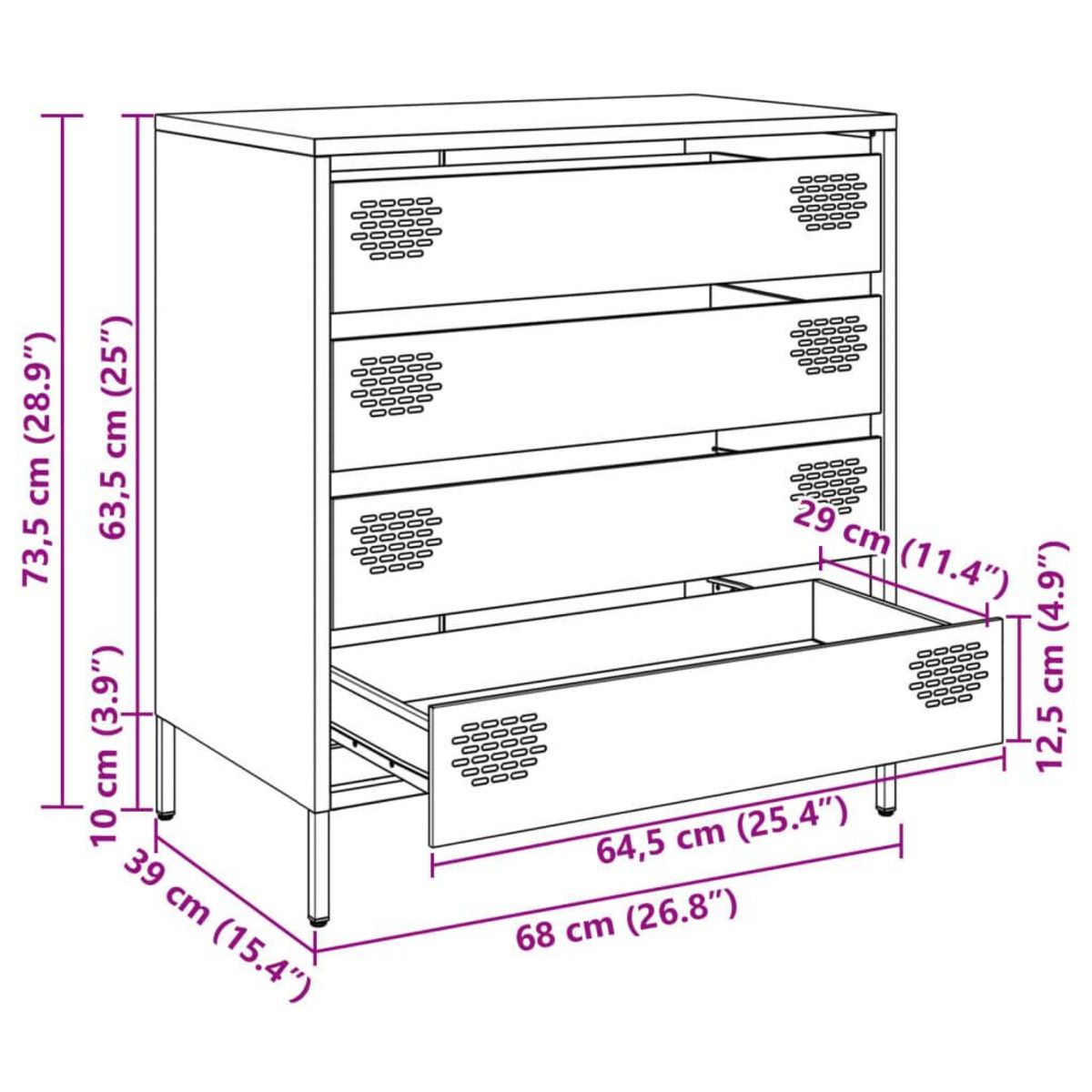 VIDAXL Buffet anthracite 68x39x73,5 cm acier lamine a froid