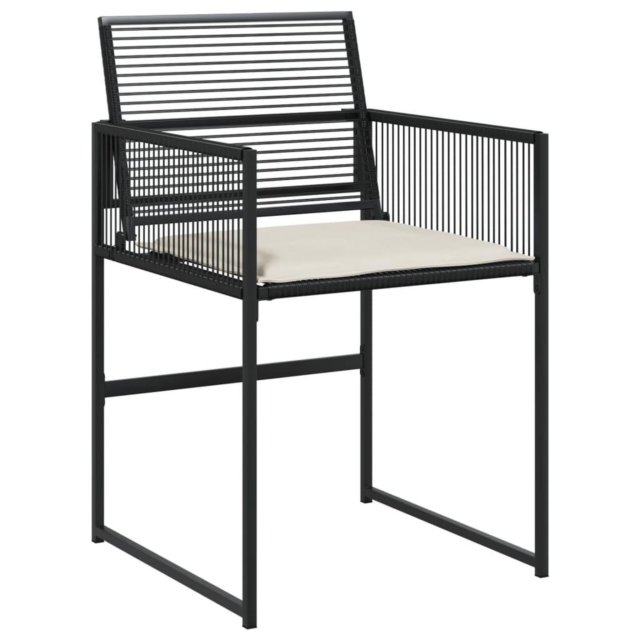 Voir la diapositive 4 : VIDAXL Ensemble a manger de jardin coussins 5pcs noir resine tressee