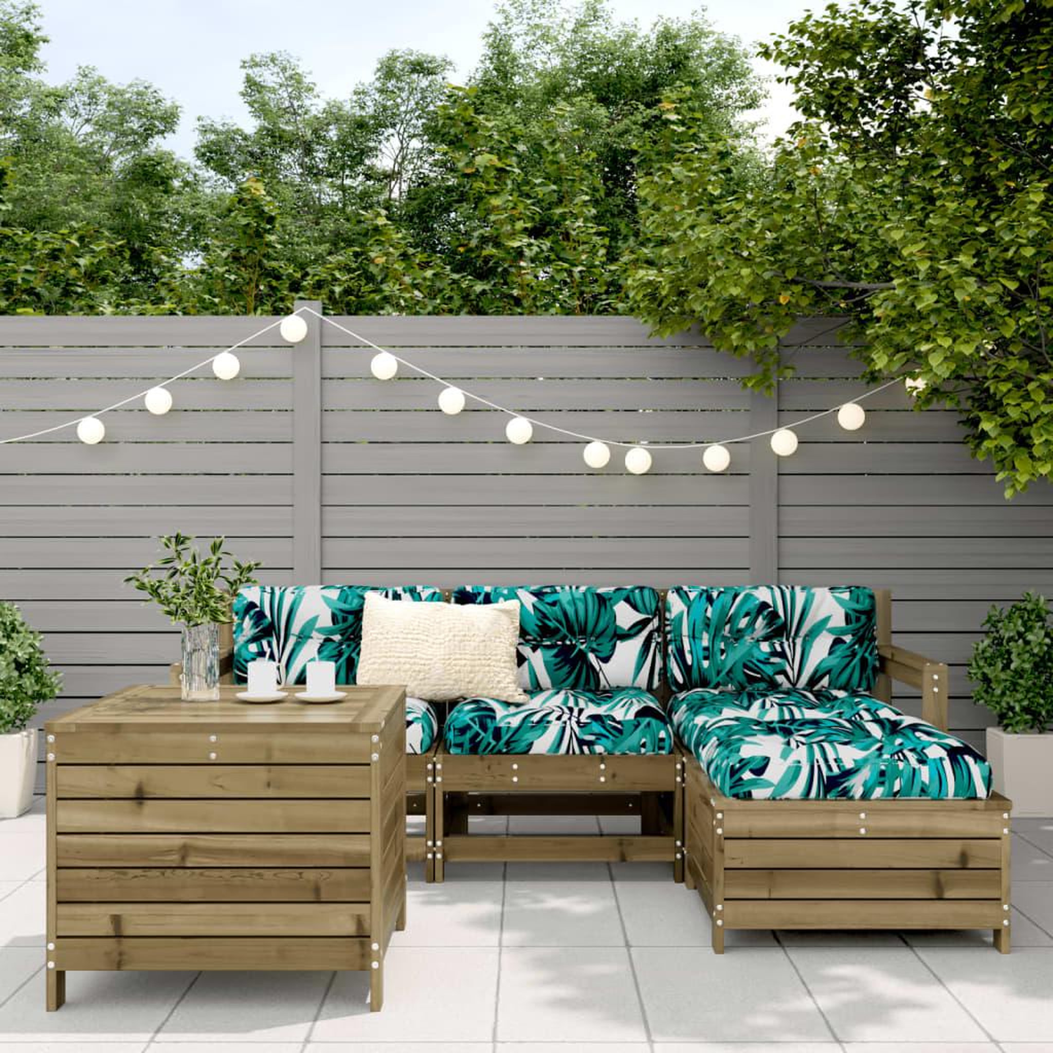Voir la diapositive 3 : VIDAXL Salon de jardin 5 pcs bois de pin impregne