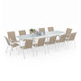 Voir la diapositive 1 : ID MARKET Salon de jardin MADRID table extensible 135-270 CM et 12 chaises empilables blanc et beige