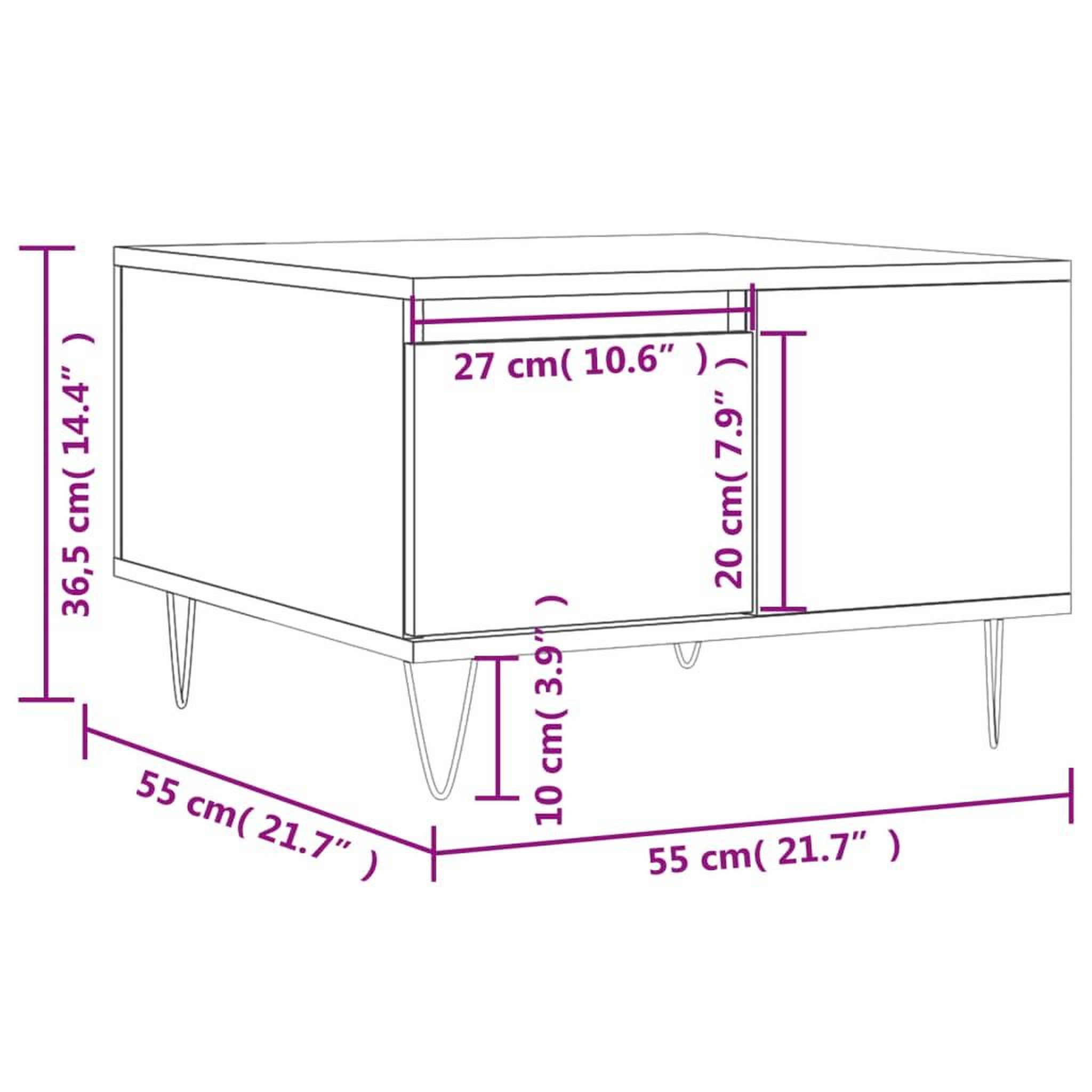 Voir la diapositive 6 : VIDAXL Table basse chene marron 55x55x36,5 cm bois d'ingenierie