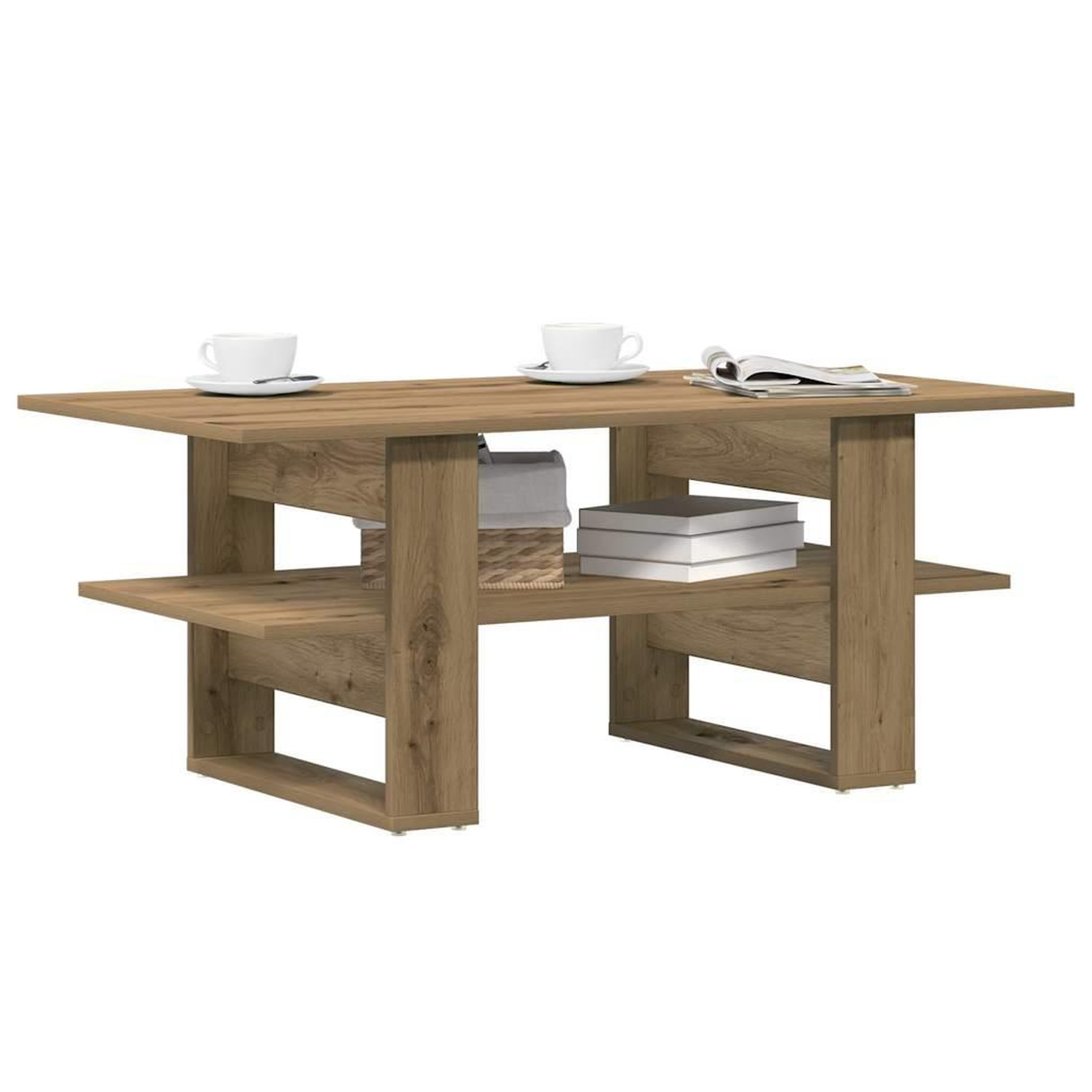 VIDAXL Table basse chene artisanal 102x55x42 cm bois d'ingenierie