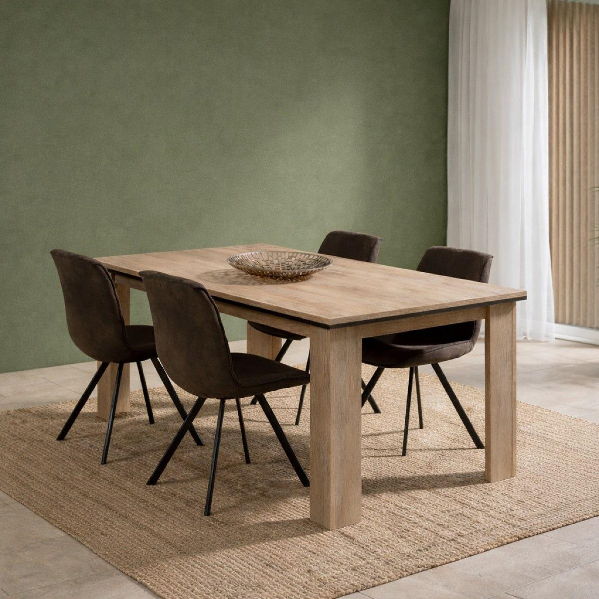 Voir la diapositive 4 : JLC KREATION Salle à manger complète moderne en bois moa (buffet+table)