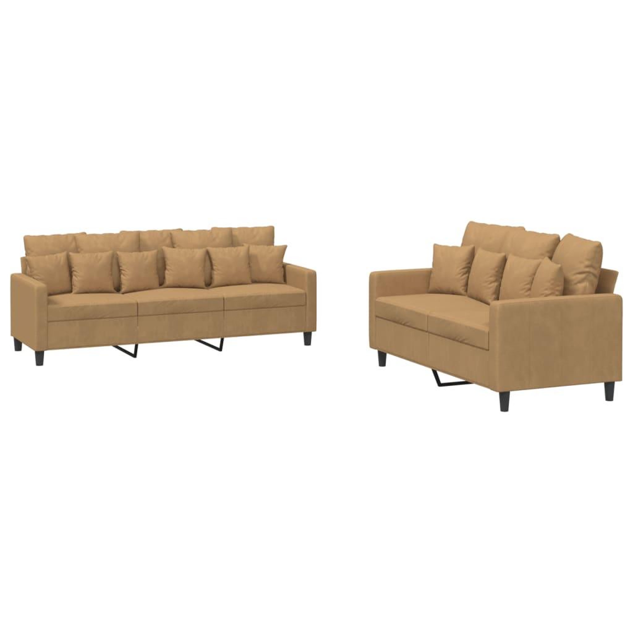 Voir la diapositive 2 : VIDAXL Ensemble de canapes 2 pcs avec coussins Marron Velours