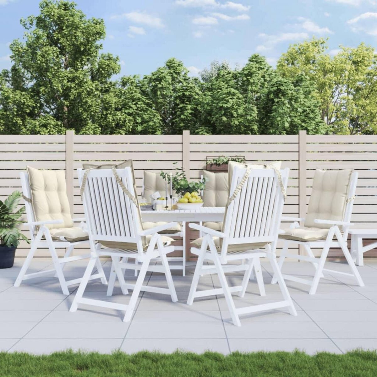 VIDAXL Coussins de chaise a dossier haut lot de 6 creme tissu oxford