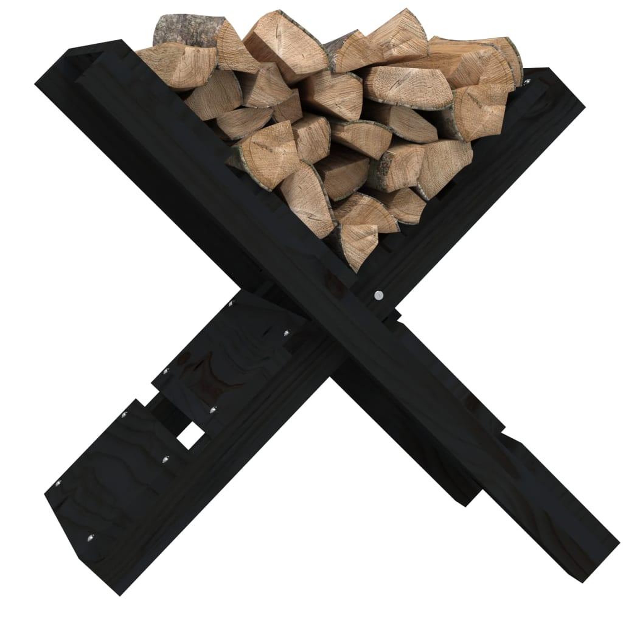 Voir la diapositive 4 : VIDAXL Porte-buches Noir 47x39,5x48 cm Bois massif de pin
