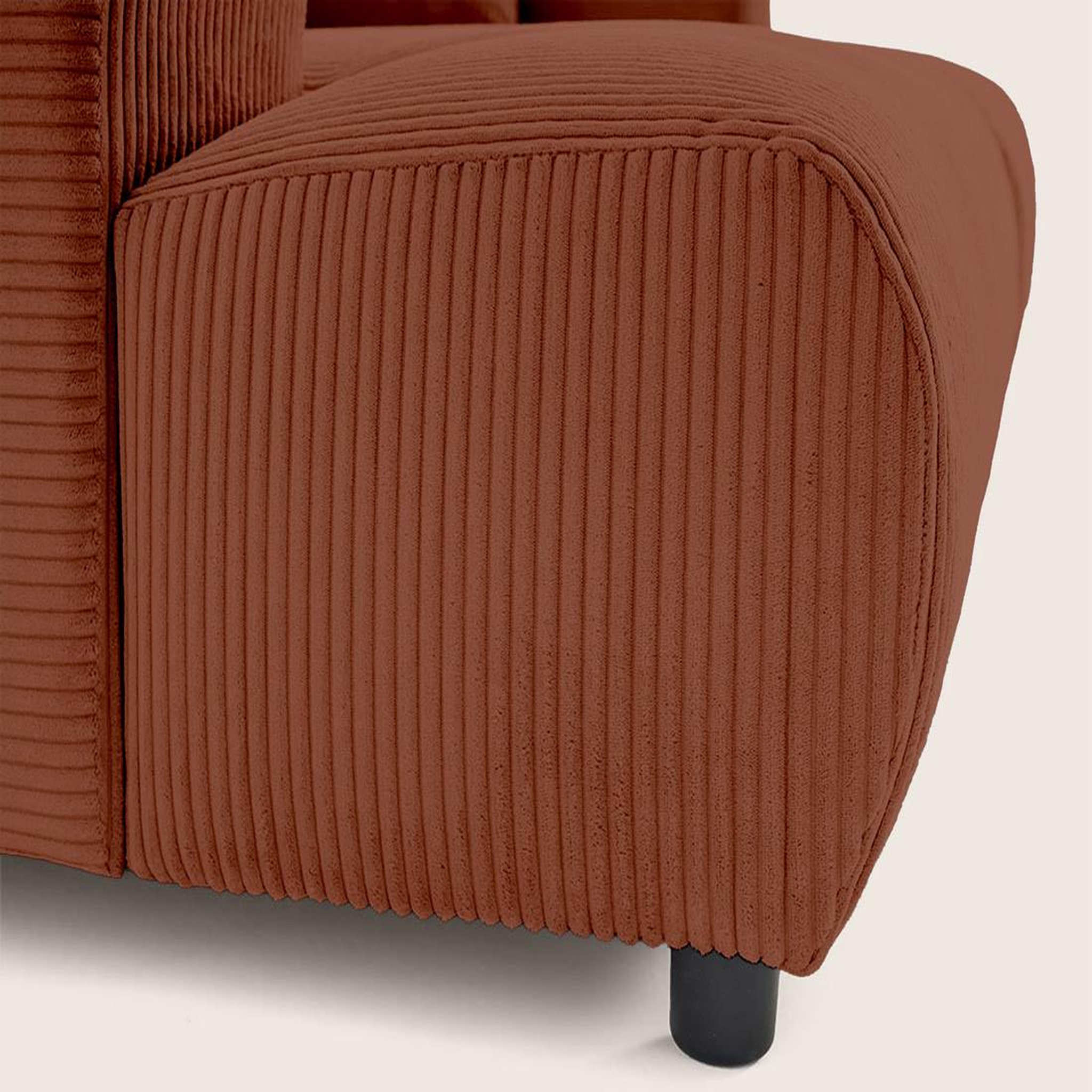 Voir la diapositive 6 : LISA DESIGN Garance - canapé droit 4 places double méridienne - assise profonde - en velours côtelé