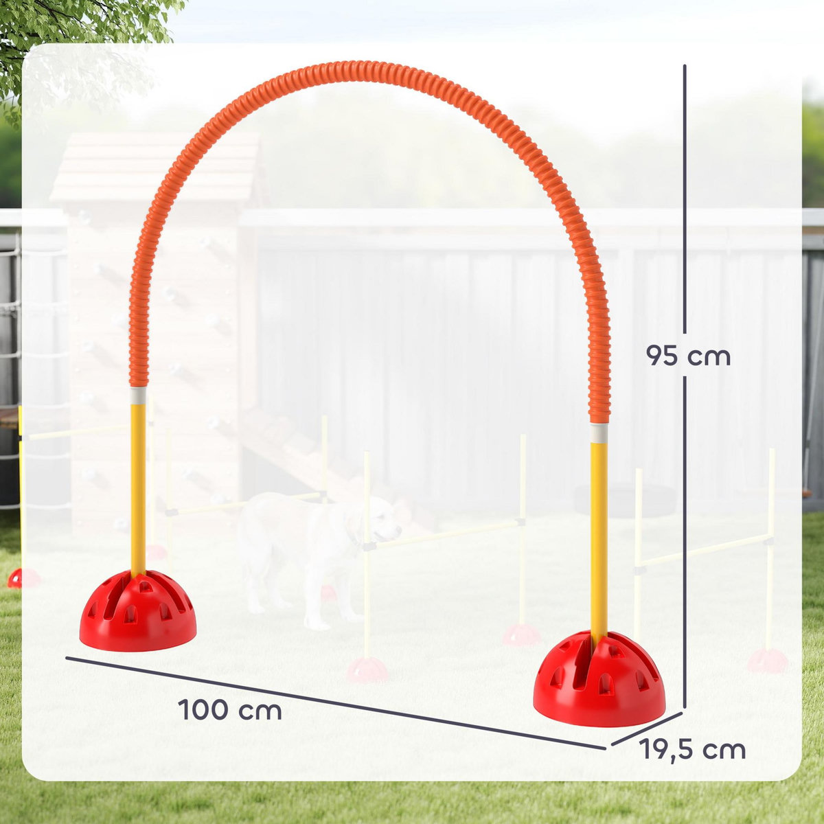 PAWHUT Kit d'agilité pour chien - 4 arcs d'agilité, sac de transport - plastique orange jaune rouge