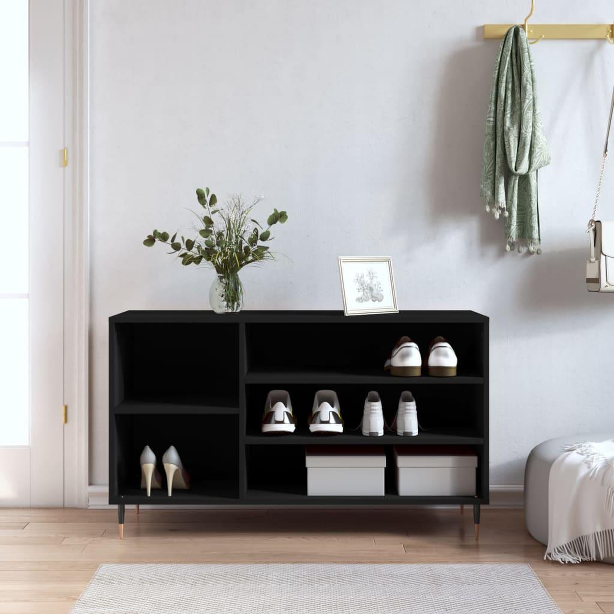 VIDAXL Armoire a chaussures Noir 102x36x60 cm Bois d'ingenierie