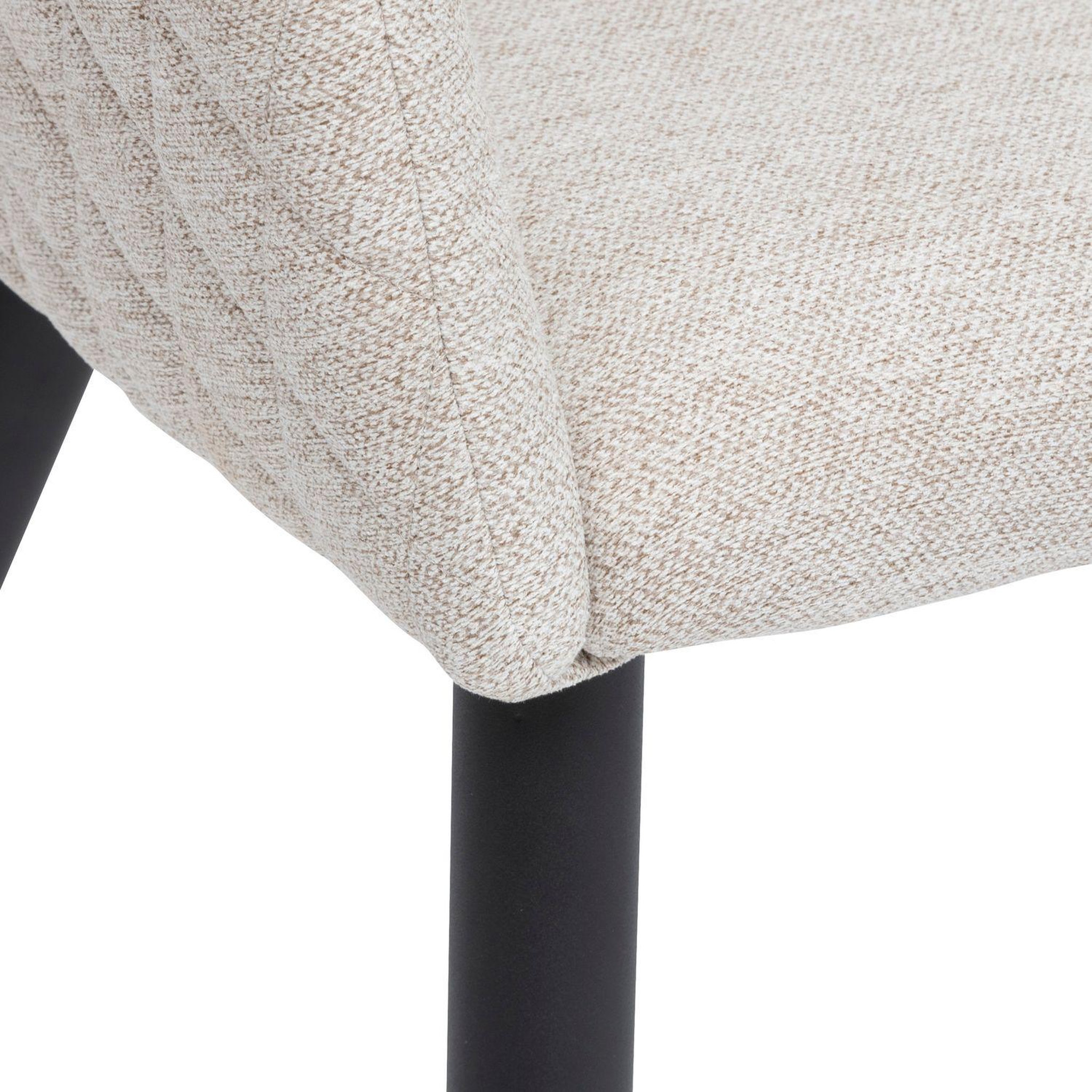 Voir la diapositive 3 : TOILINUX Lot de 2 fauteuils de table aubin en tissu effet matelassé - beige
