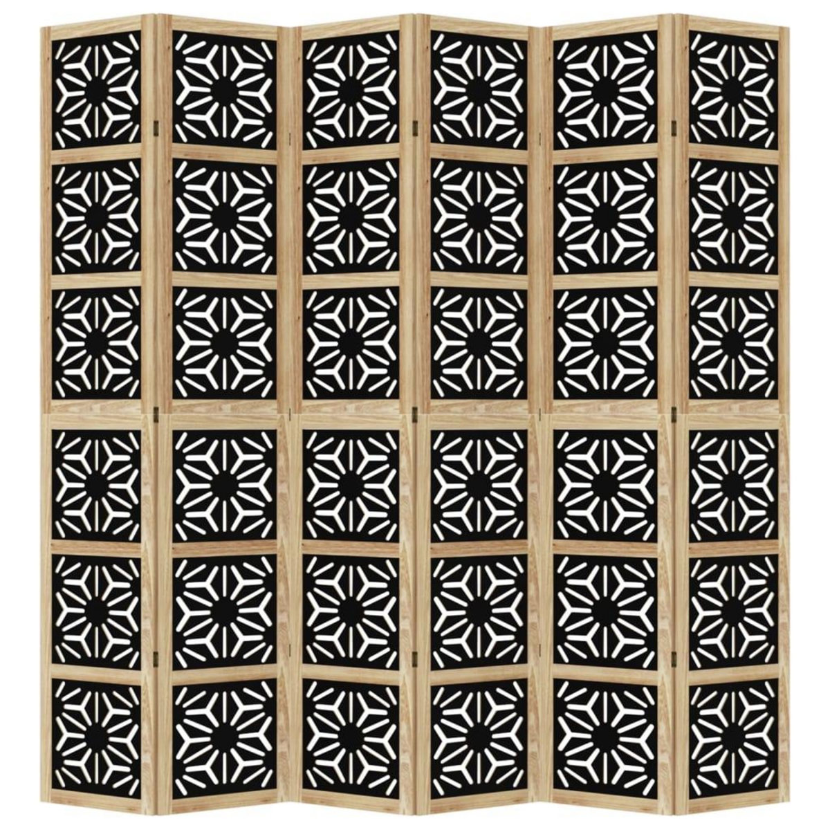 VIDAXL Cloison de separation 6 panneaux marron noir paulownia massif