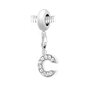 SC CRYSTAL Charm perle SC Crystal en acier avec pendentif lettre C ornée de Cristaux scintillants