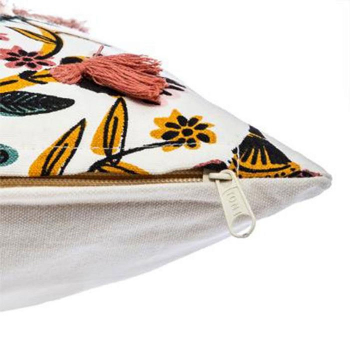 ATMOSPHERA Housse de Coussin Imprimé  Gypsy  40x40cm Blanc