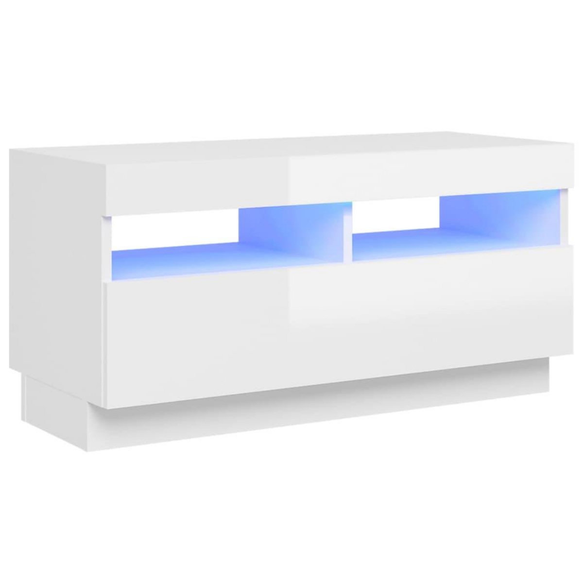 VIDAXL Meuble TV avec lumieres LED blanc brillant 80x35x40 cm