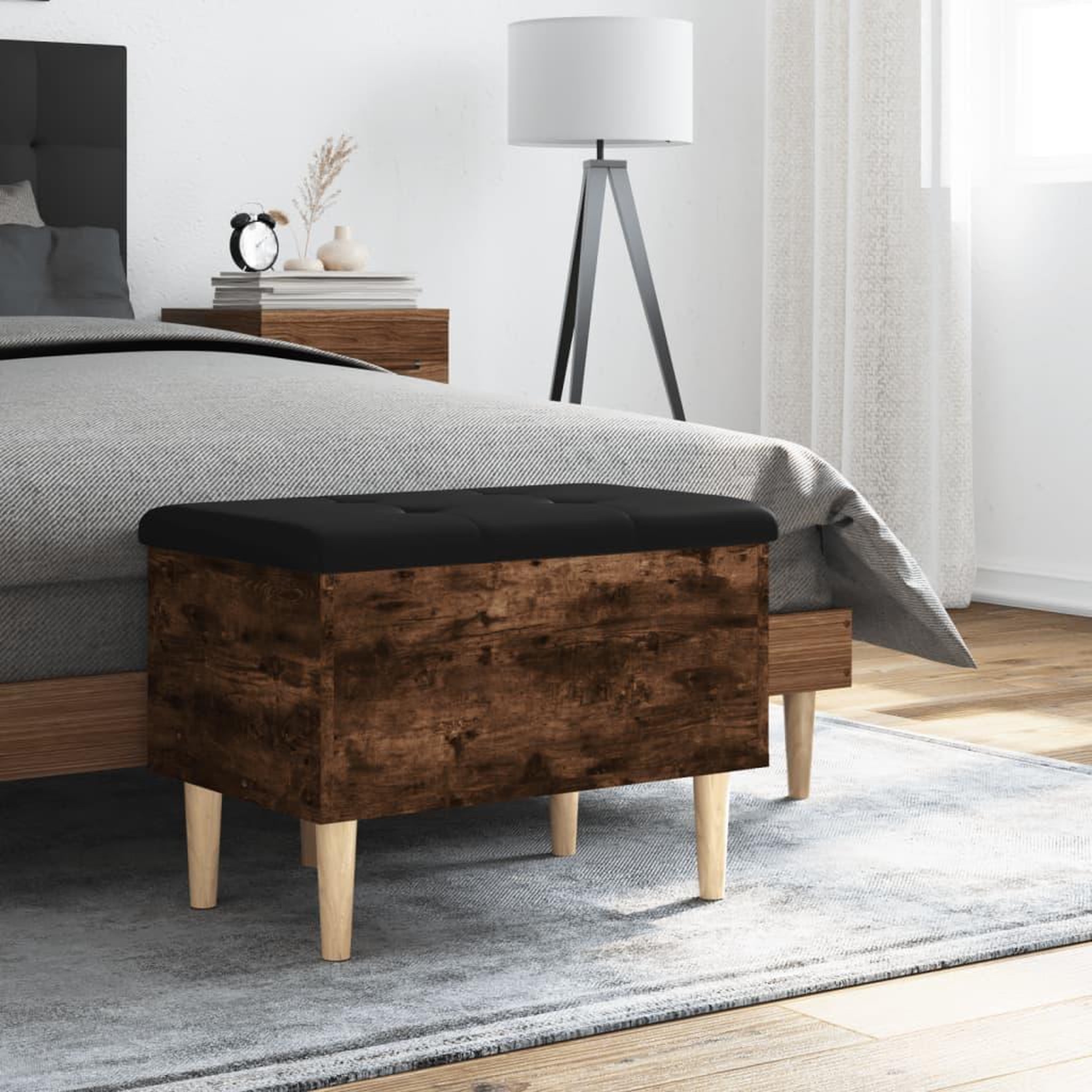 Voir la diapositive 3 : VIDAXL Banc de rangement chene fume 62x42x46 cm bois d'ingenierie
