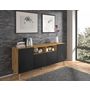 Voir la diapositive 4 : BEST MOBILIER Velato - buffet bas - effet bois et noir - 195 cm