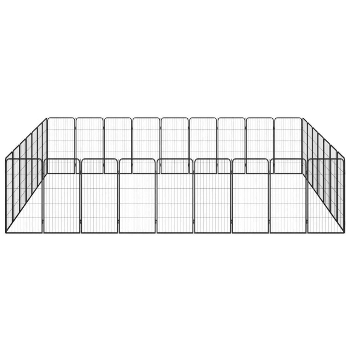 VIDAXL Parc pour chien 32panneaux Noir 50x100cm Acier enduit de poudre