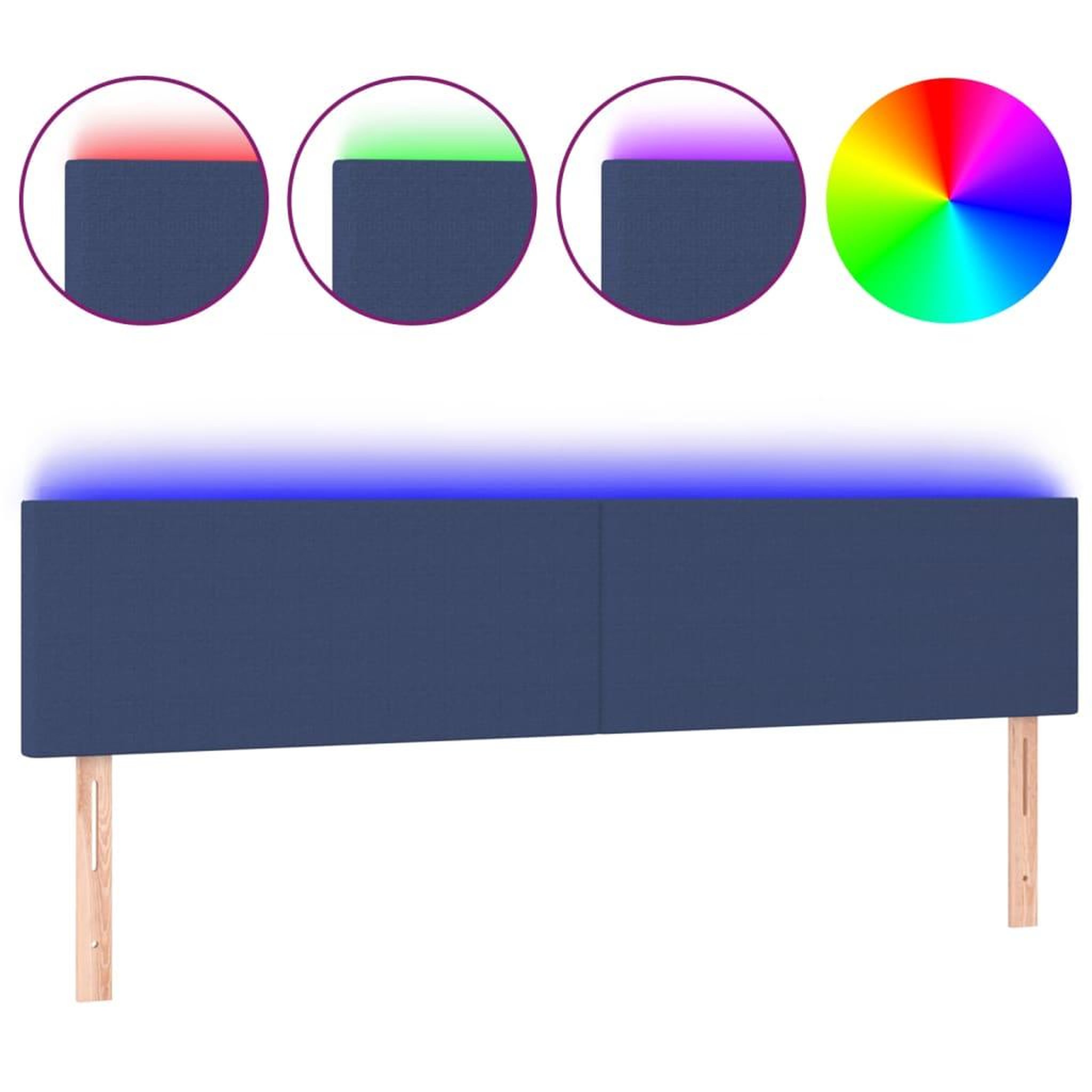 Voir la diapositive 2 : VIDAXL Tete de lit a LED Bleu 160x5x78/88 cm Tissu